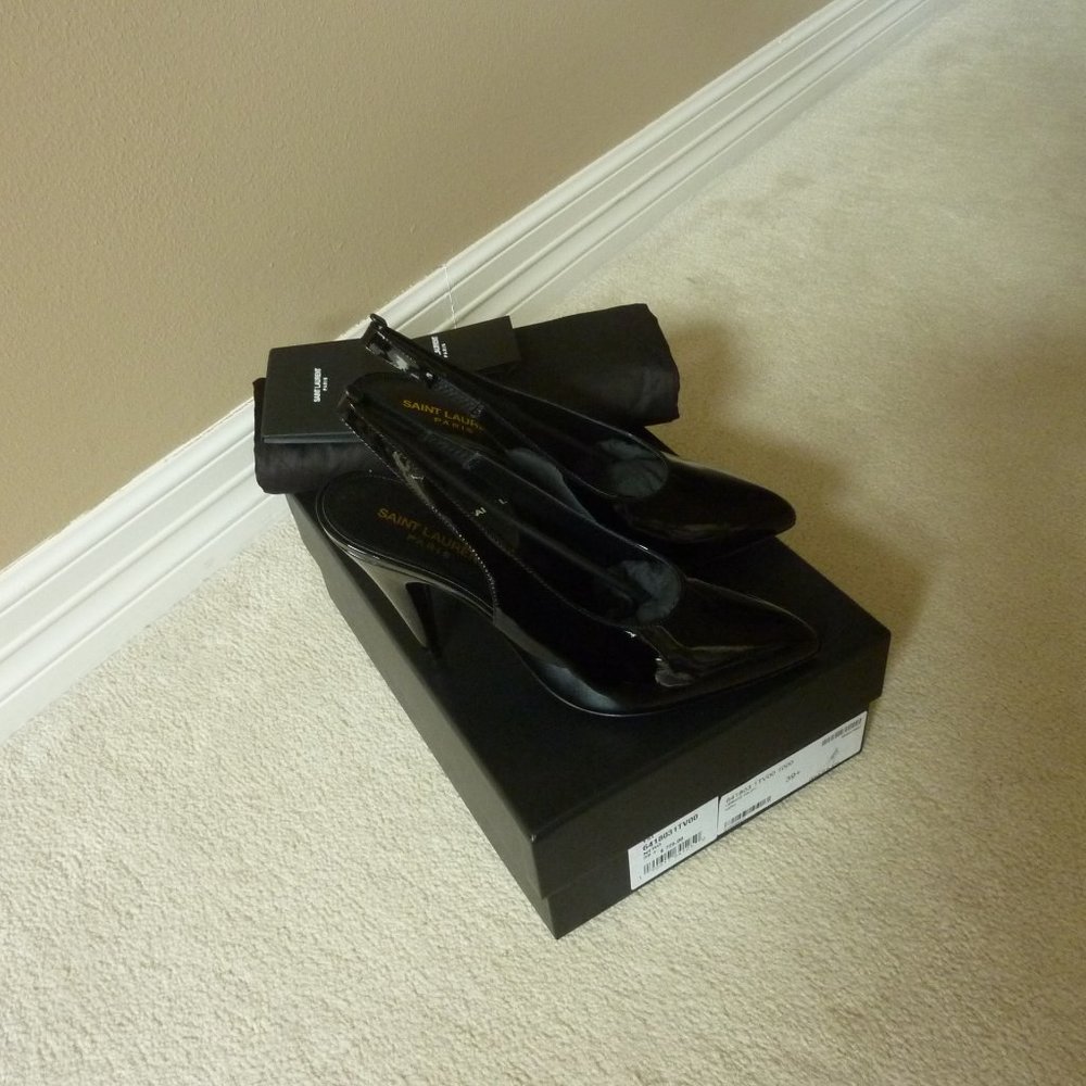 SAINT LAURENT Venus 100mm Patent Slingback High-heel Lady Pumps (Black) - NEW - Picture 10 of 14
